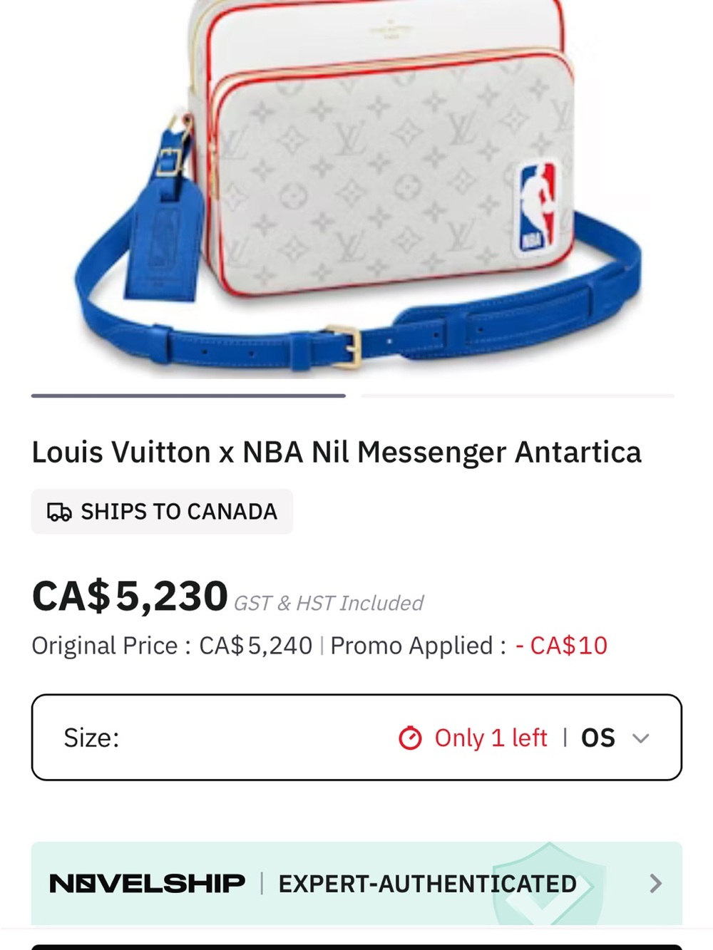 Louis Vuitton White Monogram Messenger Bag with Red Trim and Blue Strap